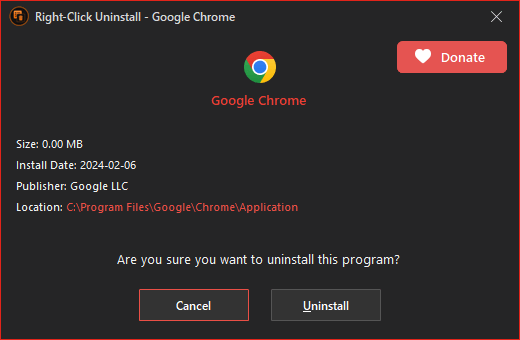 Right-Click Uninstall - Uninstall Program