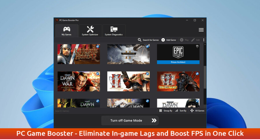 Eliminate in-game lags and boost FPS in one click with PC Game Booster
