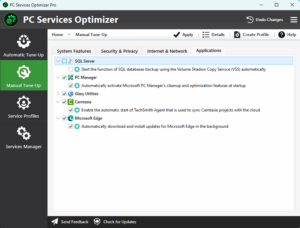 Manual Tune-Up:  Optimize Windows services of third-party apps