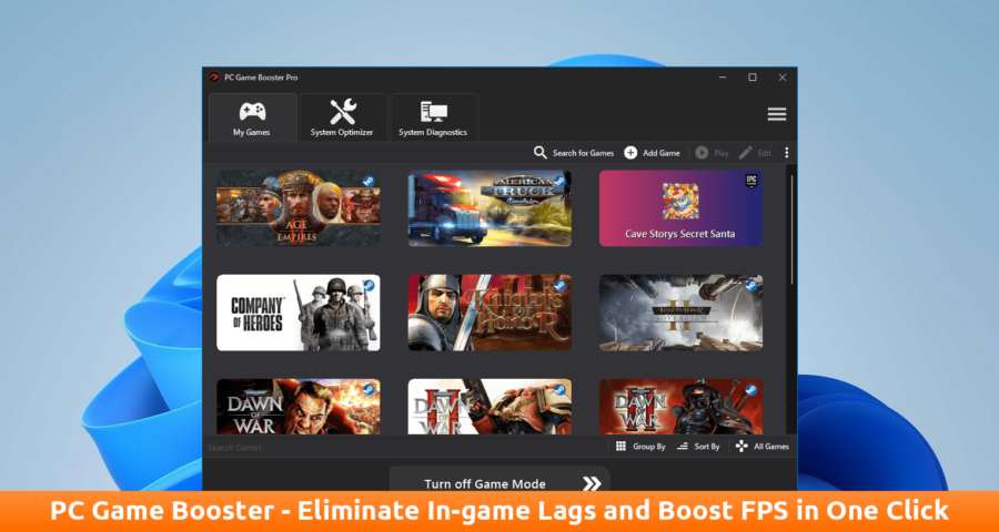 Eliminate in-game lags and boost FPS in one click with PC Game Booster