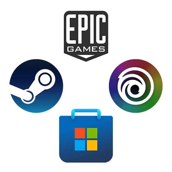 PC Game Booster imports games from Microsoft Store, Steam, Epic Games, and Ubisoft.