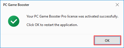 PC Game Booster (formerly Game Fire) license activated