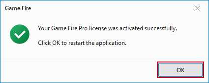 Game Fire license activated