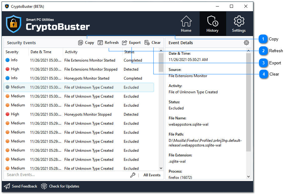 CryptoBuster Security Events