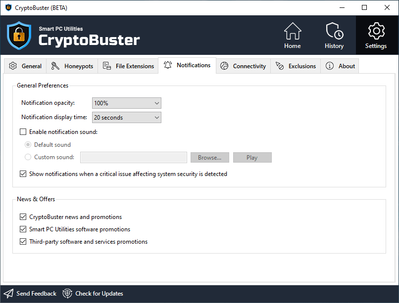 CryptoBuster Notification Settings