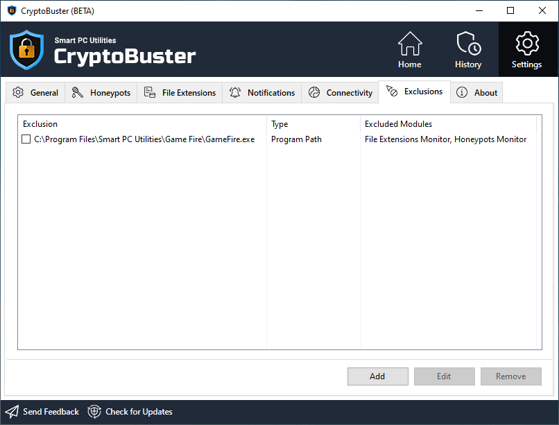 CryptoBuster Exclusions