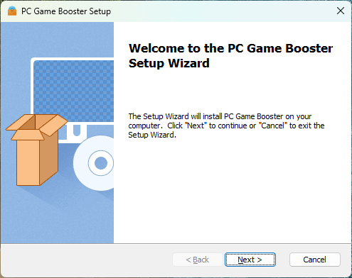 PC Game Booster setup wizard