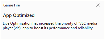 Live Optimization boosts app - Game Fire