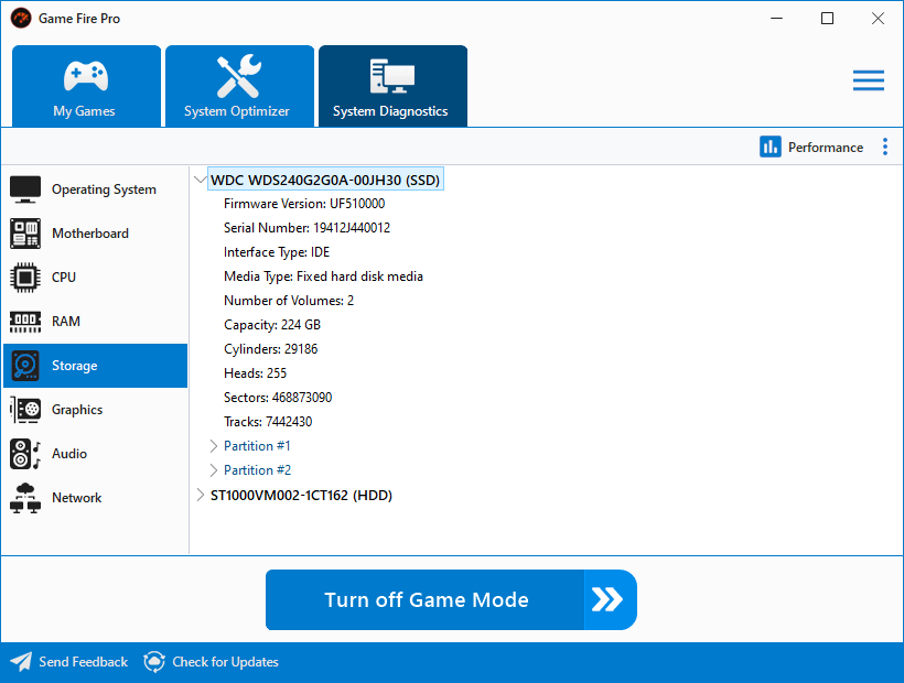 Game Fire - System Diagnostics